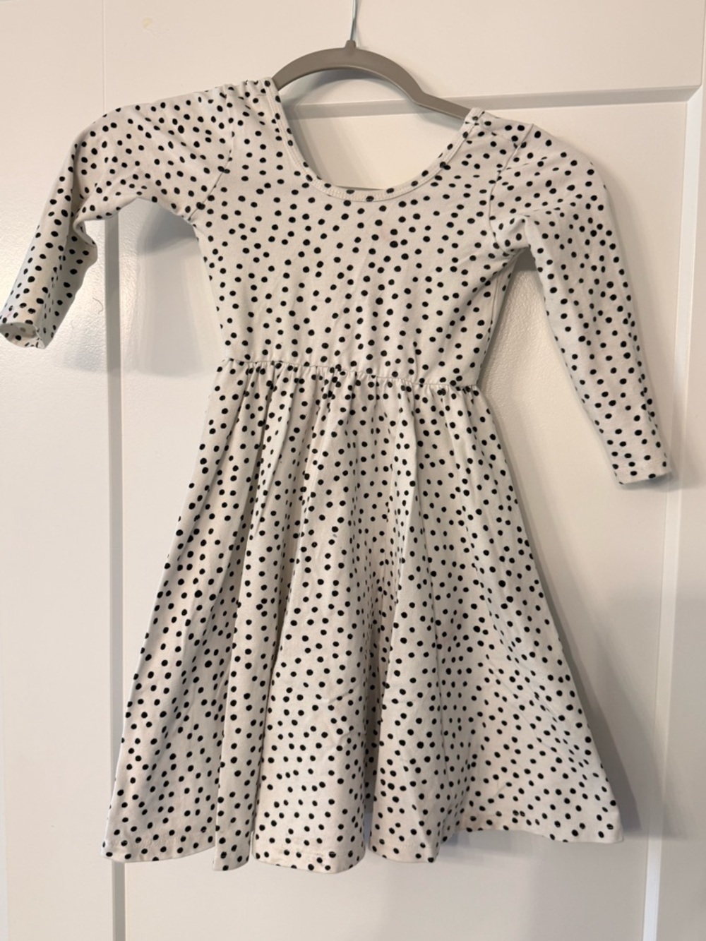 Alice & Ames Girls' White and Black Polka Dot Long Sleeve Dress